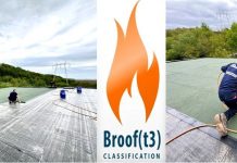 BROOF (t3) asigura rezistența la foc exterior și limiteaza propagarea incendiului la nivelul învelitorii.