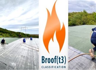 BROOF (t3) asigura rezistența la foc exterior și limiteaza propagarea incendiului la nivelul învelitorii.